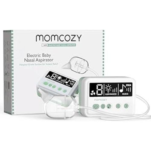 Momcozy Nasal Aspirator, 9 Levels Strong Suction Baby Nose Sucker with Lullaby, Electric Nose Aspirator for Toddler, Safe Material BPA Free for Newborn, Automatic Nose Cleaner with Silicone Tips