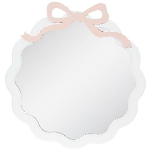 Pink Bow Wavy Wood Wall Mirror