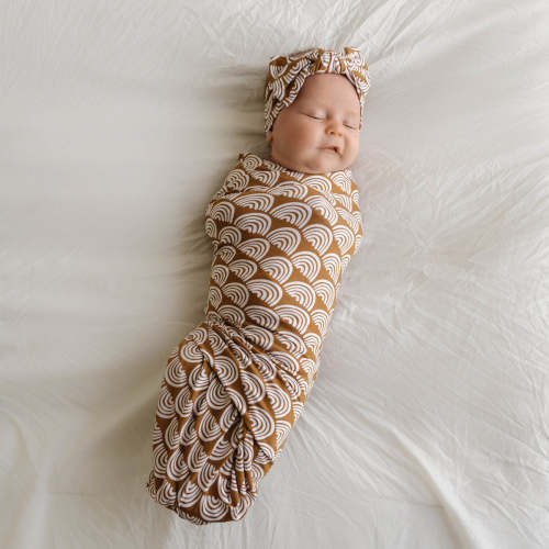 Rust Rainbows Bamboo Viscose Swaddle + Headband Set