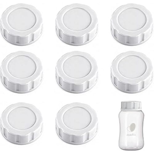 8Pcs Baby Bottle Caps Travel Bottle Caps Compatible with Evenflo Bottles, Spill-Proof, Leak-Resistant, Easy-to-Clean, Travel and Storage Bottle Lids Replacement (White)