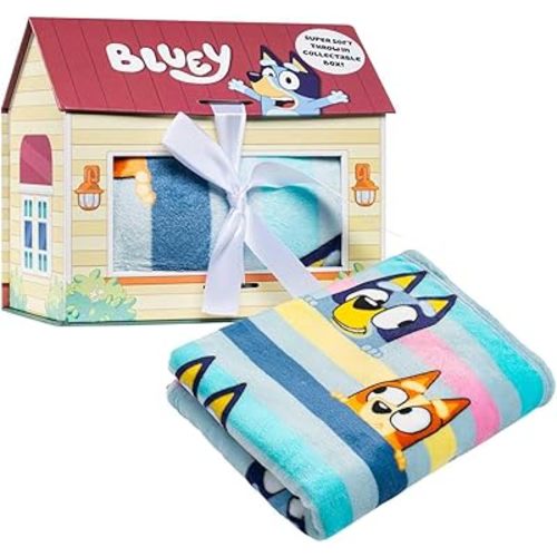 Jay Franco Bluey Throw Blanket with Gift Box - Throw Measures 46 x 60 Inches – Super Soft Special Edition Fleece Bedding