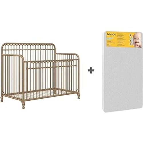 Little Seeds Monarch Hill Ivy 3-in-1 Convertible Crib with Safety 1st Nighty Night Baby & Toddler Mattress, Gold