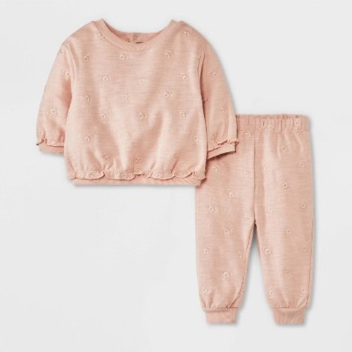 Grayson Mini Baby Girls' Ruffle Pullover Top & Bottom Set - Orange, Size: NewbornNewborn