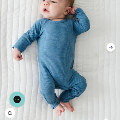 Heather Blue Ribbed Crescent Zippy - Little Sleepies