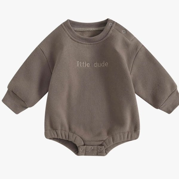 VISGOGO Newborn Infant Baby Boy Girls Oversized Romper Little Dude Sweater Onesie Coming Home Outfit Neutral Clothes