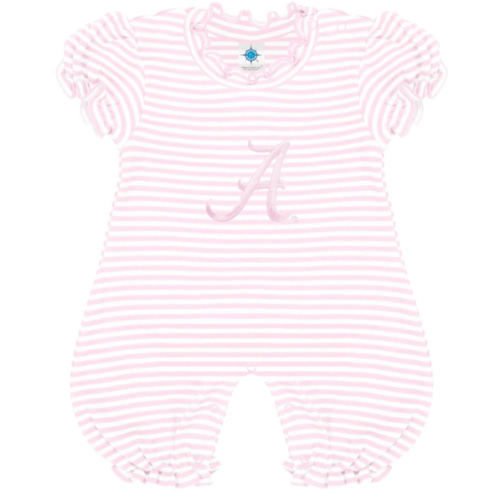 Creative Knitwear College Baby Striped Puff Sleeve Romper - Team Logo, Many Colors, for Girls (Newborn-12 Months)