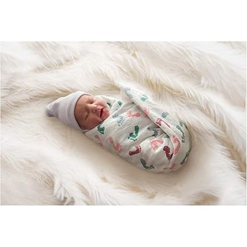 PILL THING Baby Hospital Receiving Swaddle Blanket - Original Baby Footprint Design Breathable 100% Cotton - Durable Hospital Quality - Generous Size - (Newborn, 1 Pack)