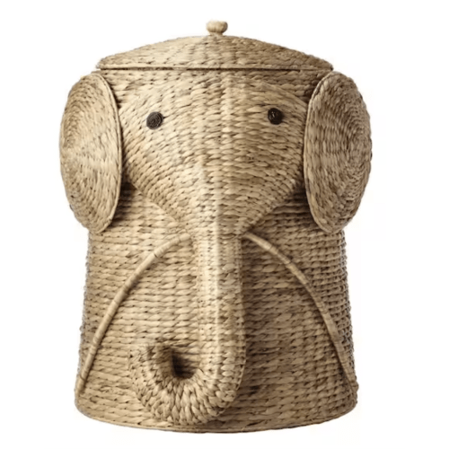 Home Decorators Collection Elephant Natural Woven Wood Laundry Room Hamper Basket with Lid (16" W) 1641800950