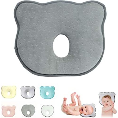 Baby_Head_Pillow,Baby_Pillow for Newborn Head Support, Baby_Pillow for Newborn Prevent Flat Head,Baby Head Shaping_Pillow 80D high-Density Cotton is Comfortable and Soft Machine Washable (Grey)