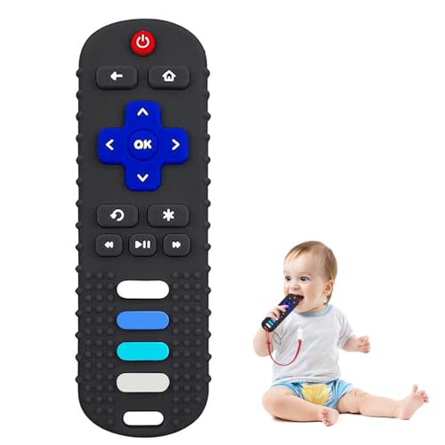 ROBBEAR Baby Teething Toys, Food Grade Silicone Remote Control Teether for Babies 3 6 12 18 Months, TV Remote Shaped Chewing Toys for Boys and Girls, Freezer BPA Free