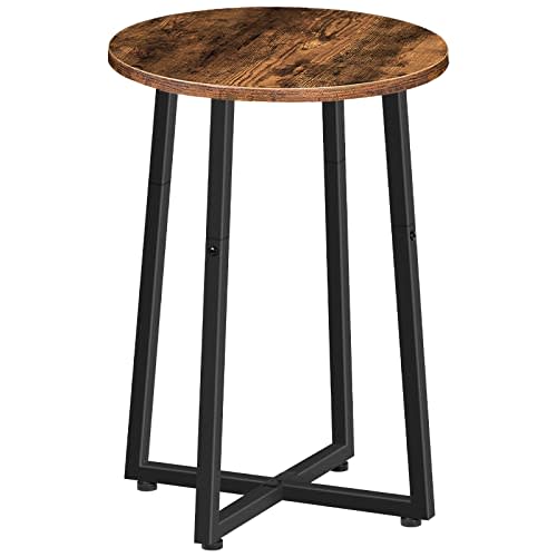 HOOBRO Side Table, Round End Accent Table with Sturdy X-Shaped Metal Frame, 15.7" Round Nightstand, for Living Room, Bedroom, Balcony, Office, Rustic Brown BF95BZ01