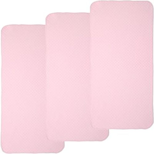 Pleasant Boulevard | Portable Waterproof Baby Changing Pad Liner, Washable Reusable Changing Table Cover Made with Breathable TPU, 27x13in (Pink, 3 Count)