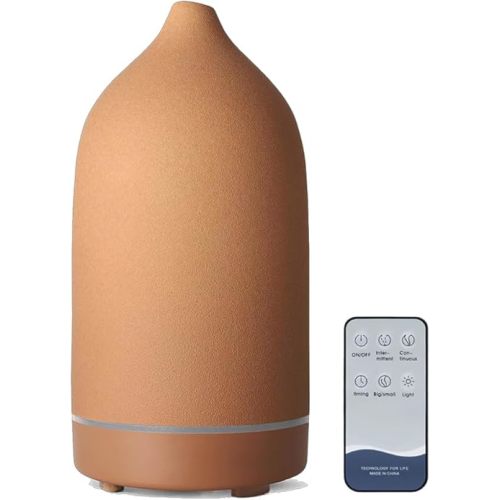 Stone Diffuser, Ceramic Essential Oil Diffuser, Humidifier 160ml Ultrasonic Oil Diffuser for Aramatherapy (Terracotta)