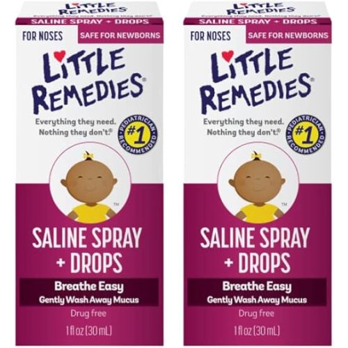 Little Remedies Saline Spray/Drops for Dry for Stuffy Noses, 1-Ounce (30 ml) (Pack of 2)