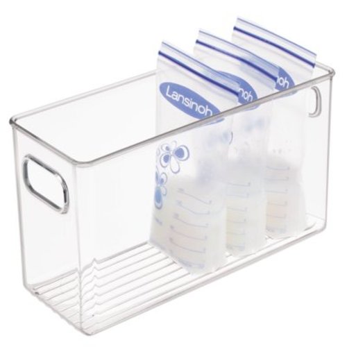 Plastic Breast Milk Storage Container with Handles - Clear