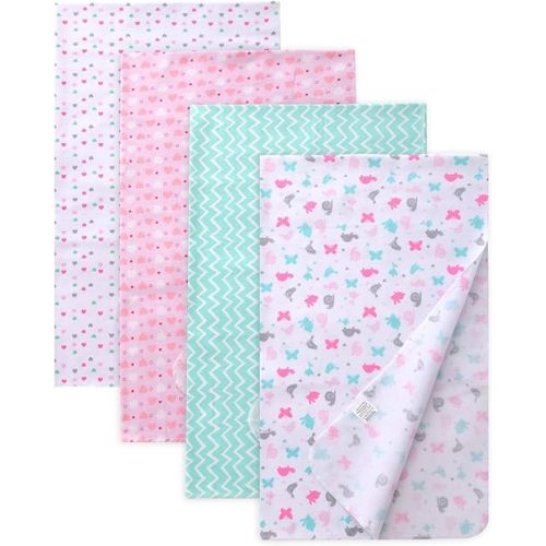 Gina Era Cotton Flannel Receiving Blankets Baby 4 Pcs, Baby Swaddle Blankets, Baby Flannel Blanket 30 X 40 Inch for Boy Girl (Style-7)