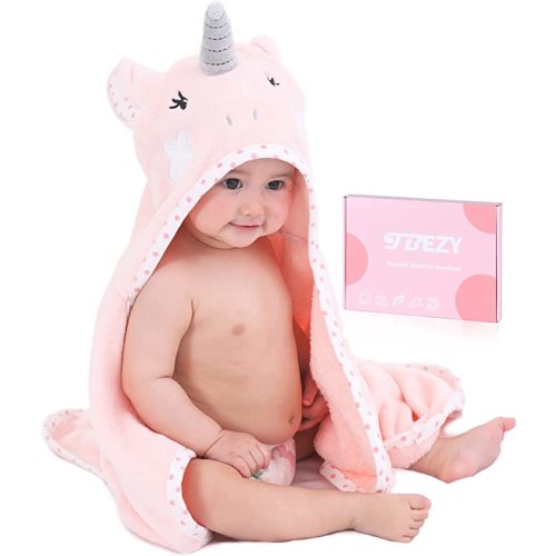 Baby Hooded Towel with Unique Animal Design Ultra Soft Thick Cotton Bath Towel for Newborn (Unicorn)