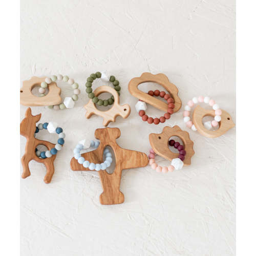 Wooden Teether with Silicone Ring - ShopMyLittleSongbird