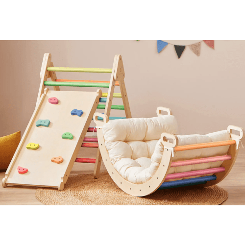 Tiny Land® 7-in-1 Rainbow Climbing Set with Play Pad