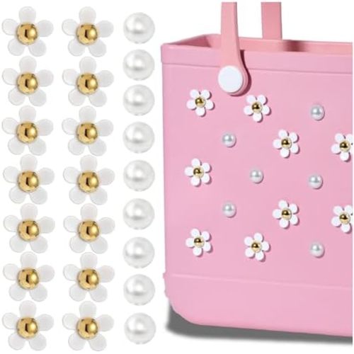 Mon Caramel Resin Beach Bag Accessories Charms,Resin Beach Totes Accessories Inserts,Daisy Flower Bag Charms