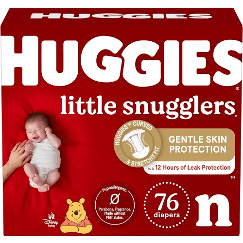 Huggies Newborn Diapers Little Snugglers Newborn Diapers, Size Newborn (up to 10 lbs), 76 Count