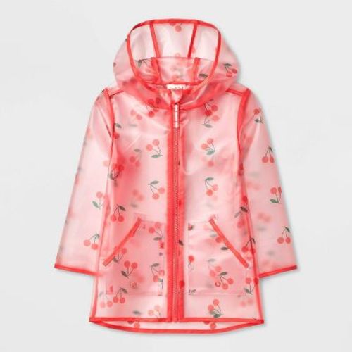 Toddler Cherry Printed Clear Rain Coat - Cat & Jack™ Pink 5t
