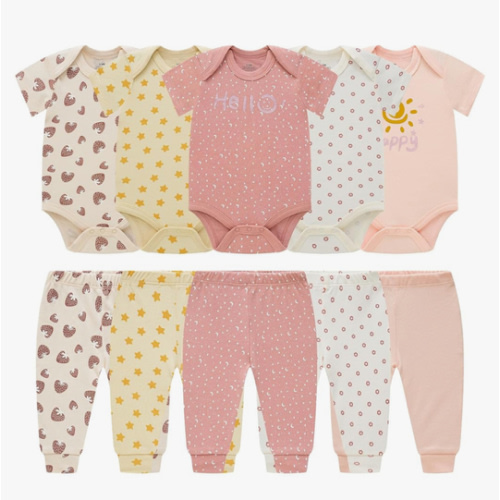 Baby Newborn Layette 10-Piece Sets Cotton Bodysuits Pants Sets for Baby Boys Girls Toddler Unisex Baby Gift Set