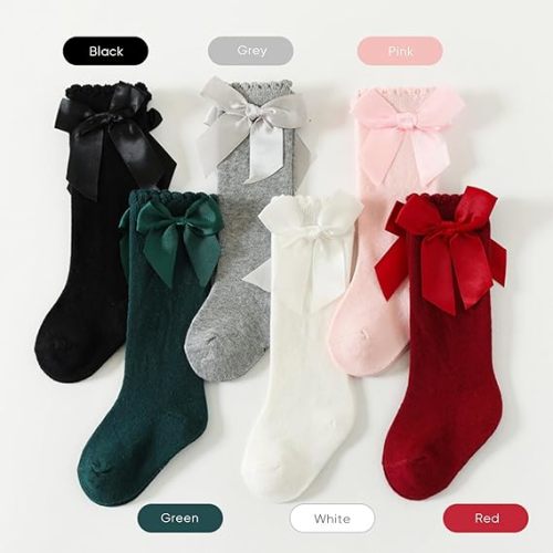 DRESHOW BQUBO Baby Knee High Sock Toddler Girl Dress Socks Baby Knit Stocking Cotton Infant Girls Socks
