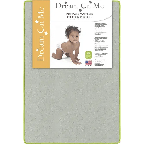 Dream On Me 2-in-1 Breathable Two-Sided 3" Portable Crib Mattress | Waterproof Cover | Dual Sided | Fits Portable/Mini Cribs | Fiber Core | Promotes Airflow, 1 Count (Pack of 1)