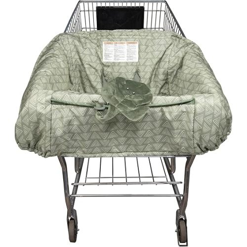 Boppy Shopping Cart Cover, Green Leaf, Cart Cover for Babies with Soft 360-Degree Coverage, Safety Harness, and SlideLine Toy Tether with Plush Green Leaf Included, 6mo+