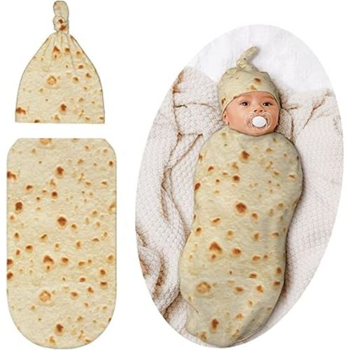 Burrito Newborn Swaddle Blanket for Baby, Soft Swaddling Funny Tortilla Costume Clothes