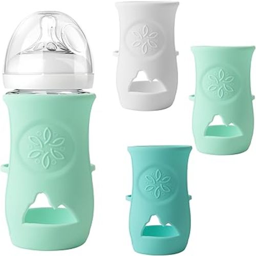 (3-Pack, 8 oz) Silicone Baby Bottle Sleeves Compatible with Avent Natural Glass Baby Bottles Anti-Colic Baby Bottle Cover for Philips Avent Glass Natural Baby Bottle 4 oz