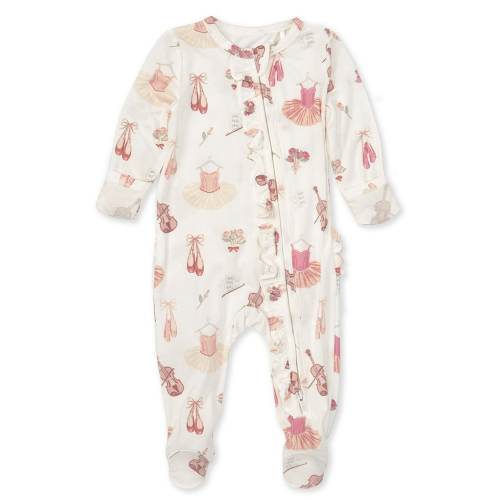 Angel Dear Baby Girl Newborn-9 Months Ruffle 2-Way Zipper Ballet Footie