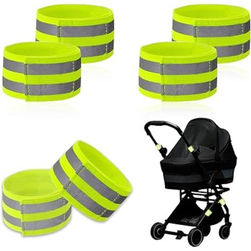 6-Pack of Reflective Bands for Strollers, High Visibility Elastic Reflectors with Velcro Fastening for Walking at Night, Durable Baby Stroller Lights and Reflective Gear for Kids