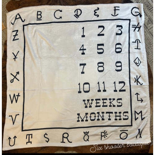 Brand baby milestone blanket