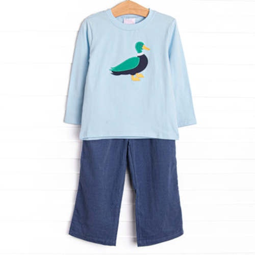 Mid-season Mallard Applique Pant Set, Blue – Stitchy Fish