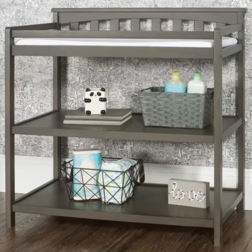 Foundations Worldwide Hampton Flat Top Baby Changing Table in Dapper Gray