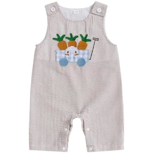 Kupretty Baby Boy Summer Clothes Embroidery Sleeveless Romper Jumpsuit Vintage Gingham Shortalls Overalls Birthday Outfit