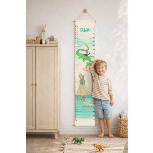 Personalized Dragon & Knight Growth Chart: Boys Room Decor