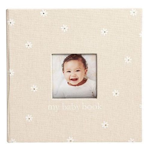 Pearhead Linen Daisy Print Baby Memory Scrapbook