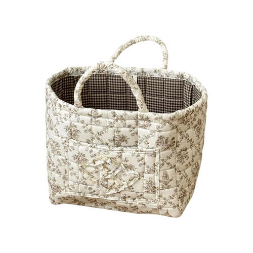 Car Storage Basket, Floral Fabric Storage Basket Car Interior Storage Basket Underwear Sundries Laundry Baskets Supplies Home Organizer Bag