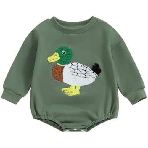 VISGOGO Newborn Infant Baby Boy Bubble Romper Clothes Long Sleeve Letter Onesie Farm Tractor Fall Winter Bodysuit Outfit