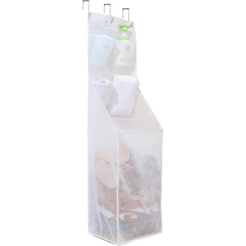 ALYER Multi-Scene Suitable Hanging Mesh Laundry Basket,Behind The Door Storage Organizer for Laundry,RV,Dorm,Bathroom,Bedroom,Pantry, Nursery,Kitchen,White
