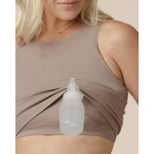Sublime® Bamboo Hands-Free Pumping Longline Bra Top | Oatmeal Heather - Kindred Bravely
