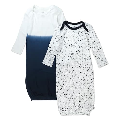 HonestBaby 2-Pack Sleeper Gowns Layette Sets 100% Organic Cotton for Newborn Baby Boys, Girls, Unisex