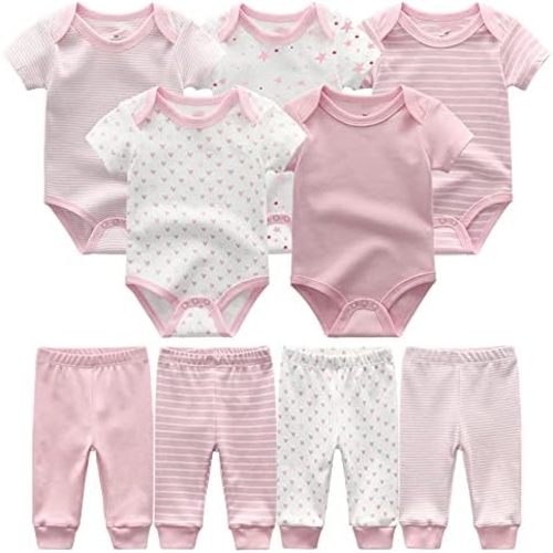 Chamie Newborn Baby Cute Design Bodysuit Short Sleeve One-Piece Baby Clothes for Boys and Girls