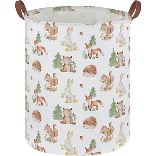 Kids Laundry Basket Animal Hamper for Nursery Woodland Hamper Cute Kids Storage Bin Organizer Room Decor for Home(Tree animal)