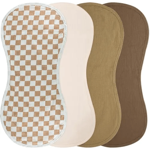 4-Pack Muslin Changing Pad Liners, Extra Thick & Ultra Soft for Warm Comfort, Waterproof Diaper Mat for Keekaroo Peanut & All Standard Baby Changers, 2-Sided Reusable (Brown)