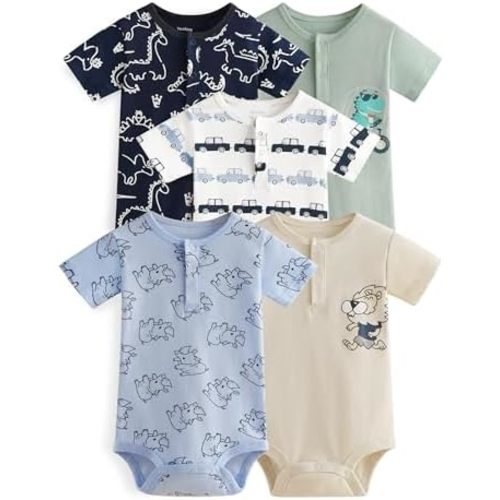 Yoofoss Baby Bodysuits 100% Organic Cotton Short Sleeve Infant Romper for Boy and Girl Baby Clothes, Soft Breathable