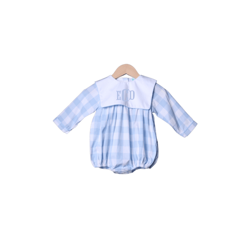 Blue Buffalo Check Long Sleeve Bib Bubble
